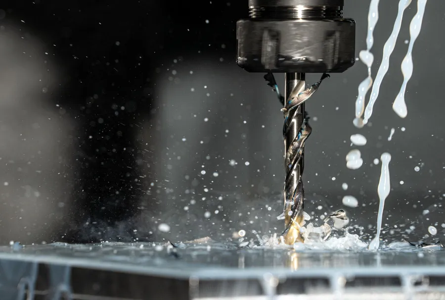 CNC machining with cutting fluid